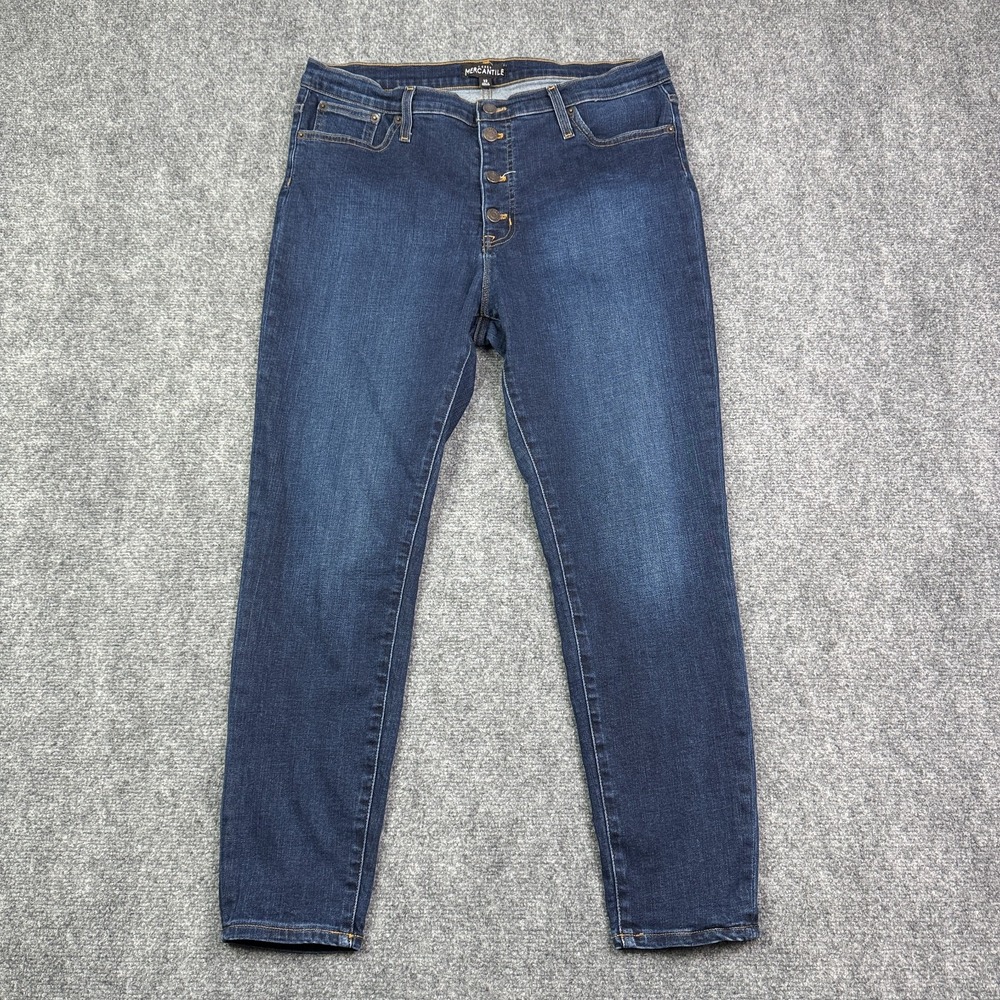 J.Crew Womens 9" High-Rise Button Fly Skinny Jeans Size 32 Dark Wash Blue